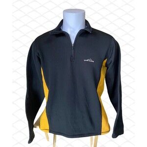 Eddie Bauer Quarter Zip Fleece Pullover Black and Gold Size Large
